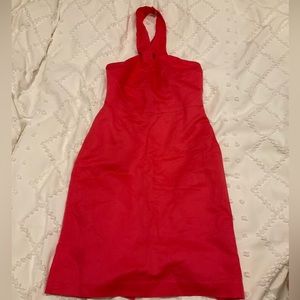 Halter neck linen mini dress